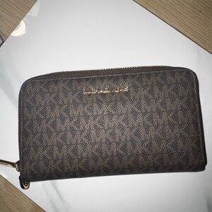 Michael Kors Dark Brown Zip-Around Wallet